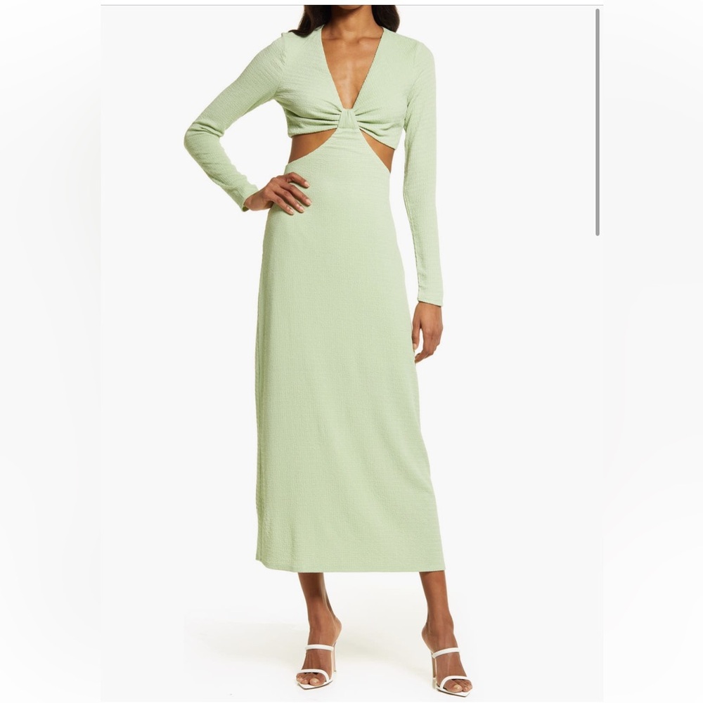 Cut out long sleeve midi dress